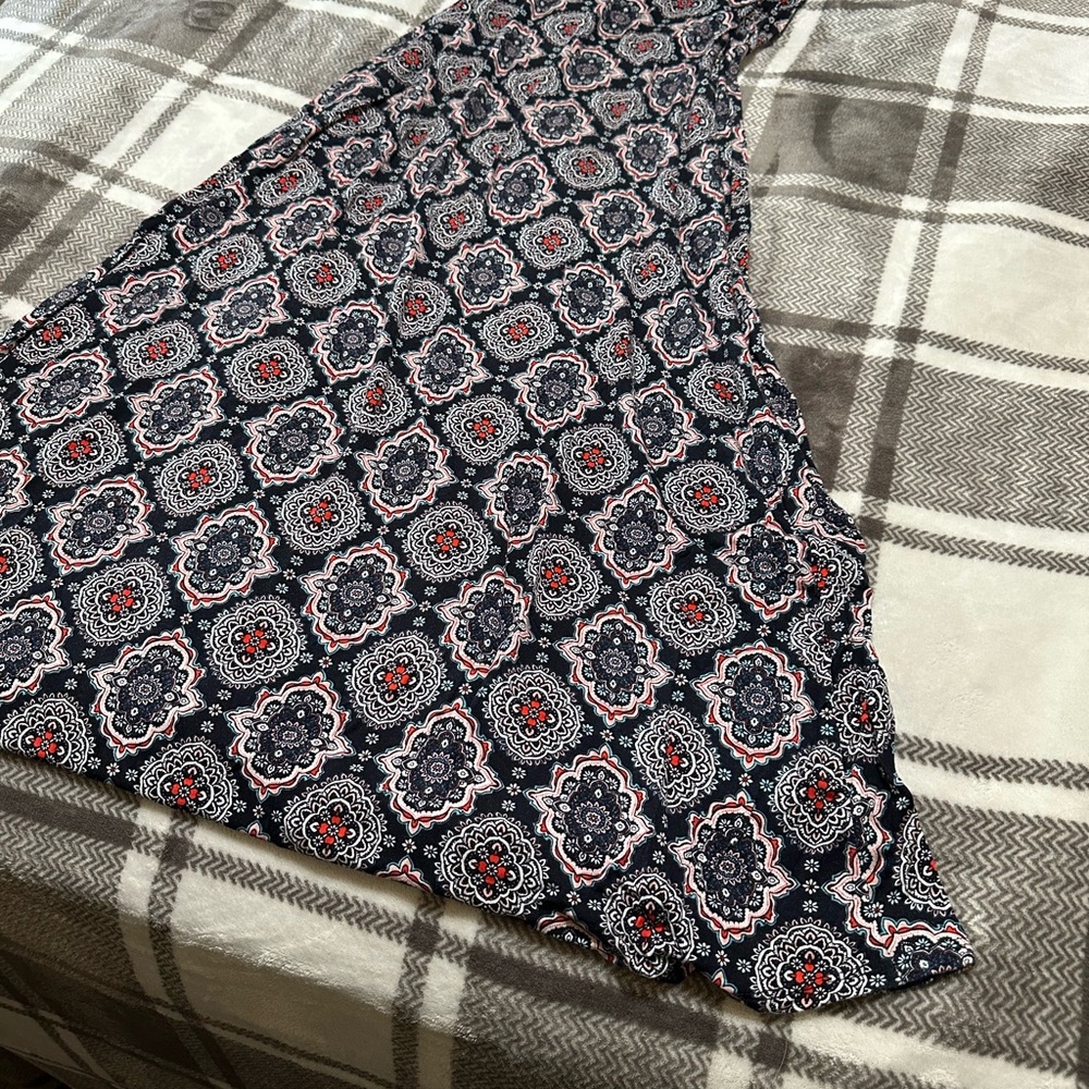 Navy and Red Patterned Maxi Skirt